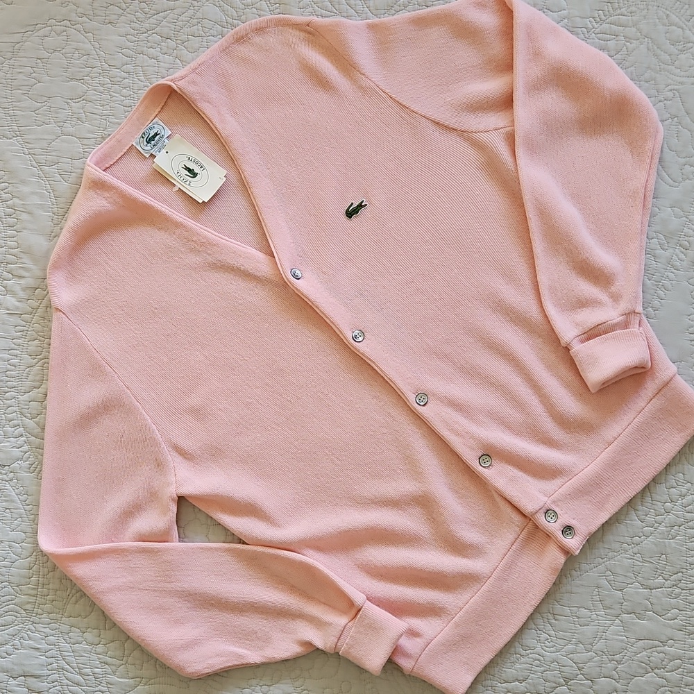 NWT Lacoste Vintage Pink Button Front Cardigan Sweater Haymaker‎ Size Large